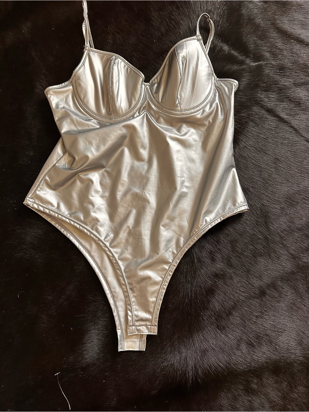 Silver Metallic Girls' One-Piece bodysuit Shiny Tank Style